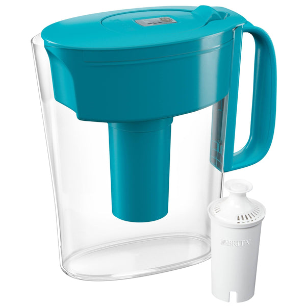 Brita Water Filter Pitcher for Tap and Drinking Water with 1 Standard Filter, Lasts 2 Months, 6 Cup Capacity, BPA Free, Turquoise