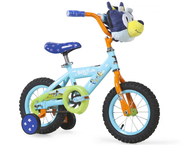 Bluey 12 Inch Kids BMX Bike with Training Wheels, Plush Bag, Steel Frame, Coaster Brake, Ages 3 5