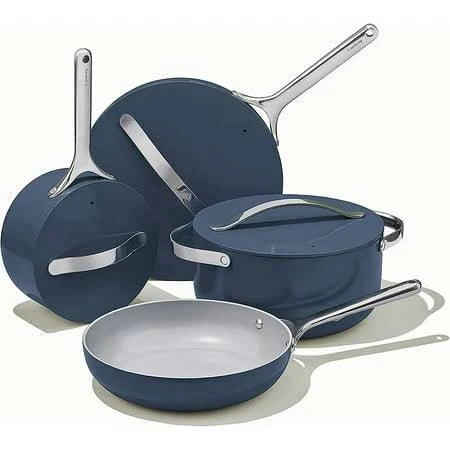Caraway Nonstick Ceramic Cookware Set (12 Piece) Pots Pans Lids and Kitchen Storage Non Toxic PTFE & PFOA Free Oven Safe & Compatible